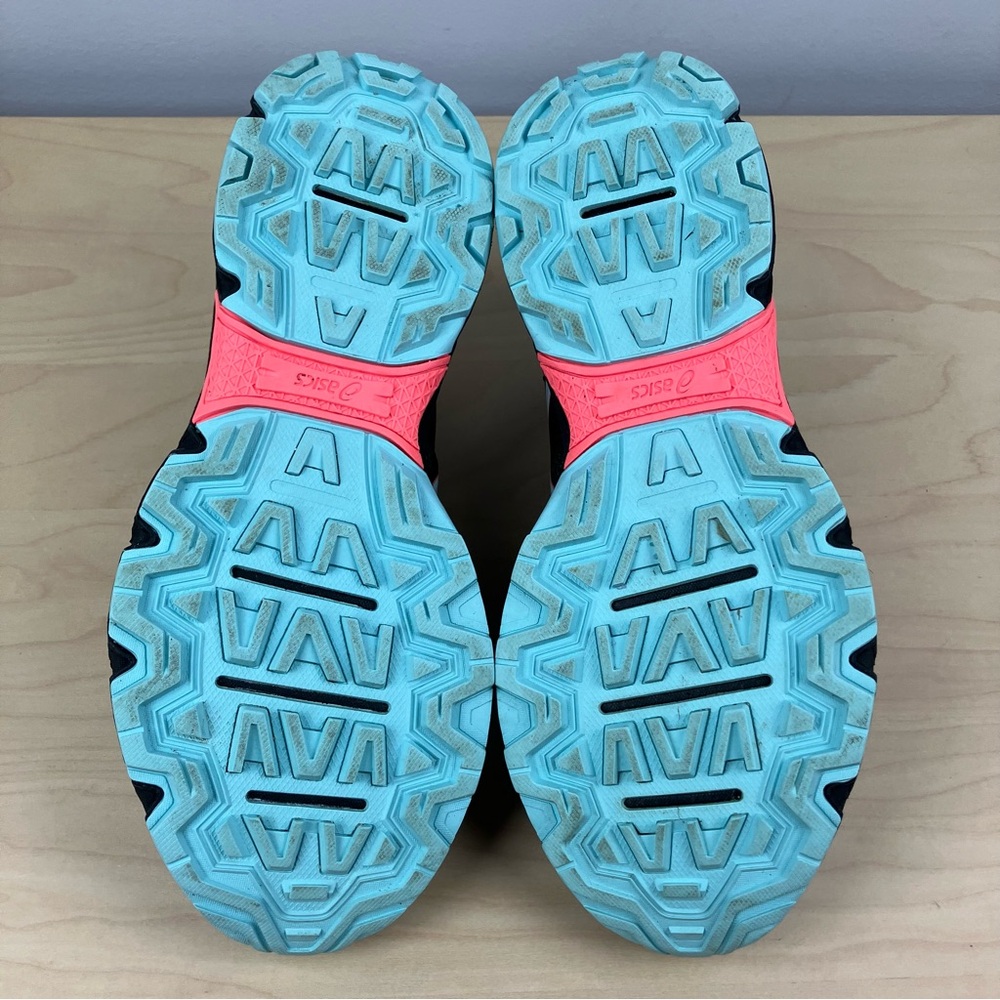ASICS Women's Black with Coral & Mint Trail Running Shoes - Picture 8 of 10
